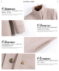 fashion high collar ladies elegant pure cashmere coat