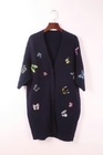 V neck short sleeve elegant mink cashmere coat