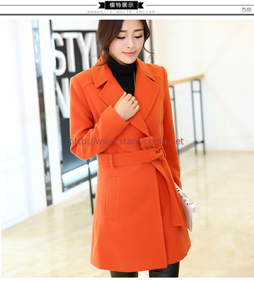 2016 fashion women turn-down collar polyester coat elegant coats