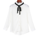 fashion high collar  chiffon shirt with cotton shoulder-straps