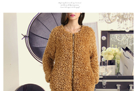 Round neck zipper design long sleeves ladies fashion & elegant fur coat