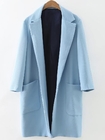 fashion lapel collar long sleeve cotton+polyester  ladies coat