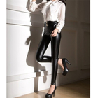 fashion  high waist pu leather 3 design-choice black leggings leather women trousers