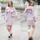 sexy printed flower short dress for women in long flounce sleeve with off the shoulder