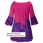 plus size rose  printed ladies' short dress with off-shoulder bold color for women