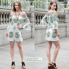 straples printed women dress with balloon sleeve national dresses