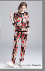 women print round-neck long-sleeve printed blouse + fashion casual suit